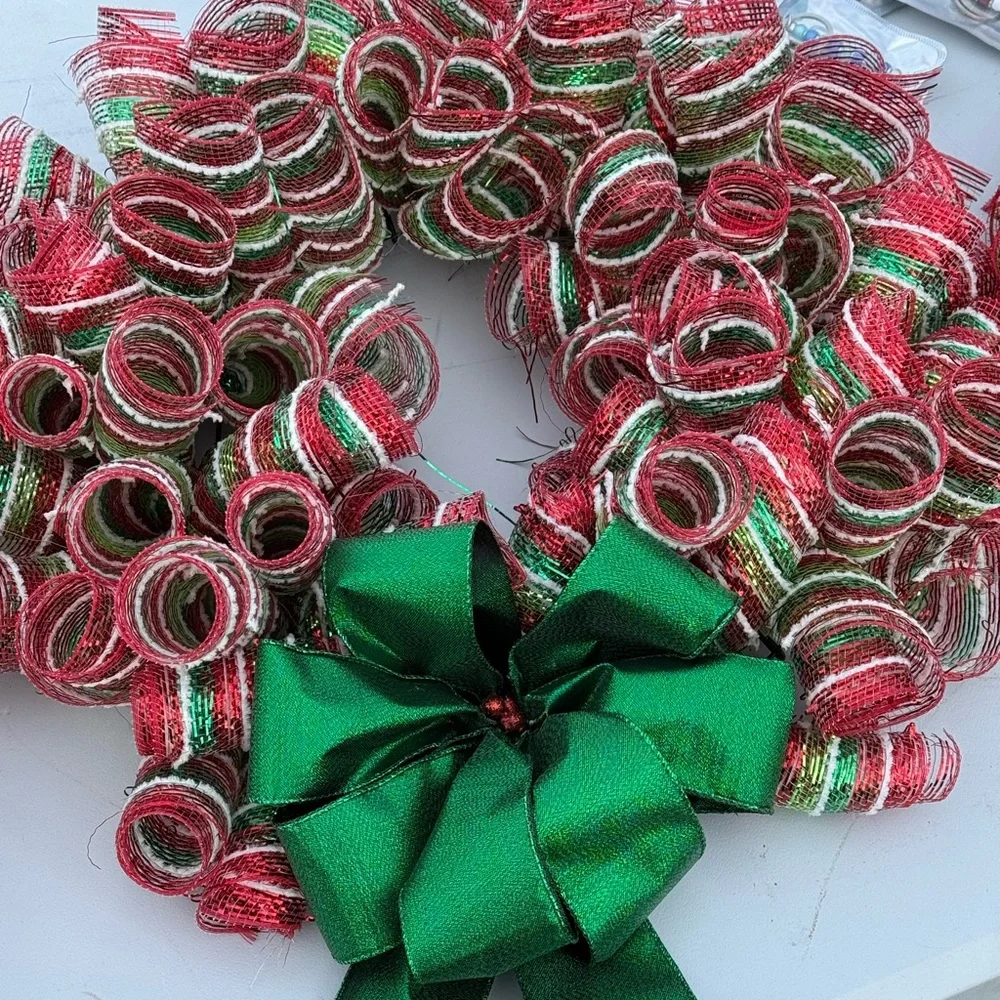 Festive Holiday Wreath with Red and White Accents